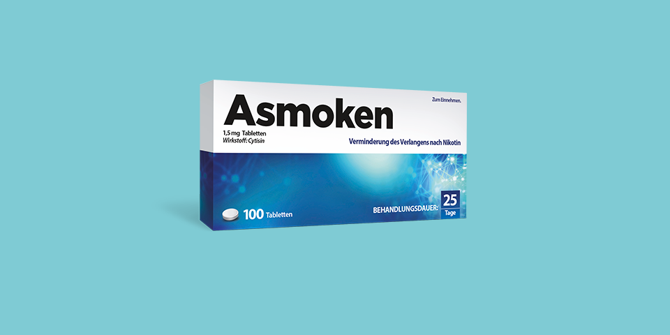 Asmoken Tabletten zur Verringerung des Verlangens nach Nikotin, 100 Stück für eine 25-tägige Behandlung.