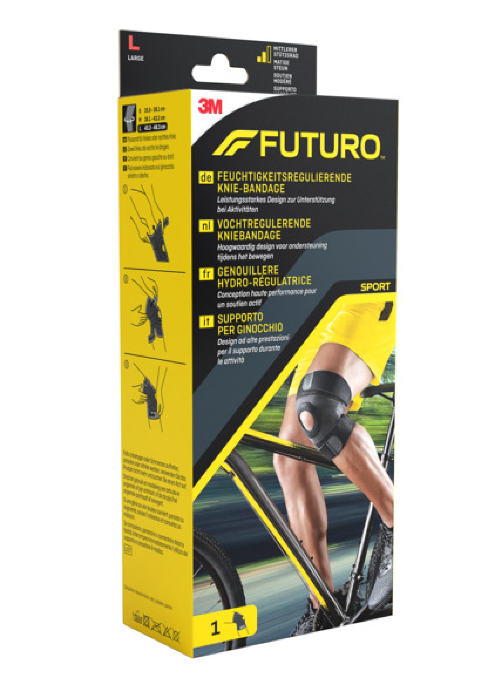 FUTURO™ Feuchtigkeitsregulierende Knie-Bandage 45697, L SPORT (43.2 - 48.3 cm)