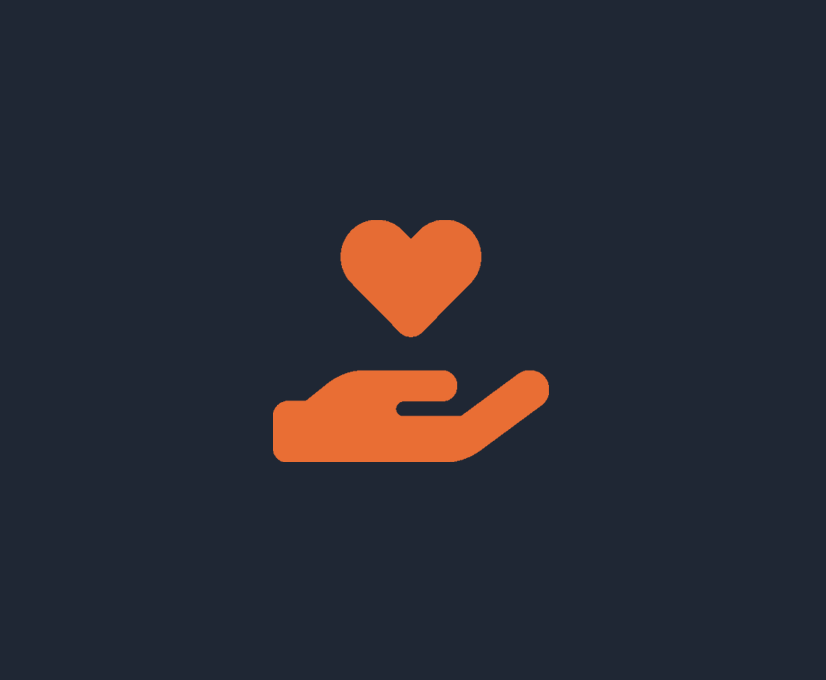 Symbol einer geöffneten Hand mit schwebendem Herz darüber – steht für Hilfe, Fürsorge oder soziale Verantwortung.