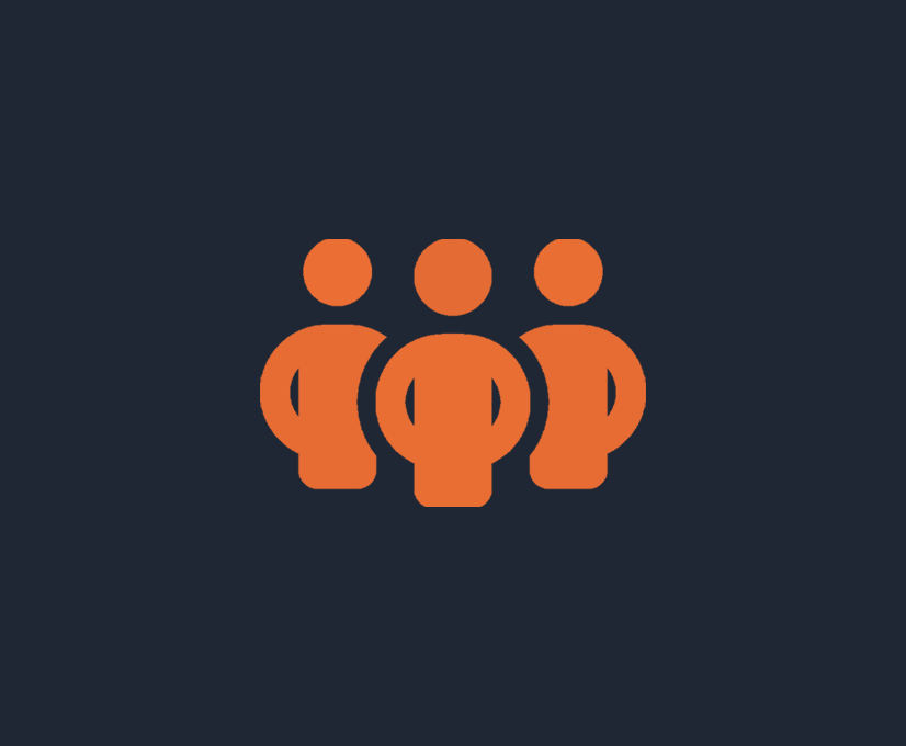 Icon mit drei stilisierten Personen als Symbol für Team.